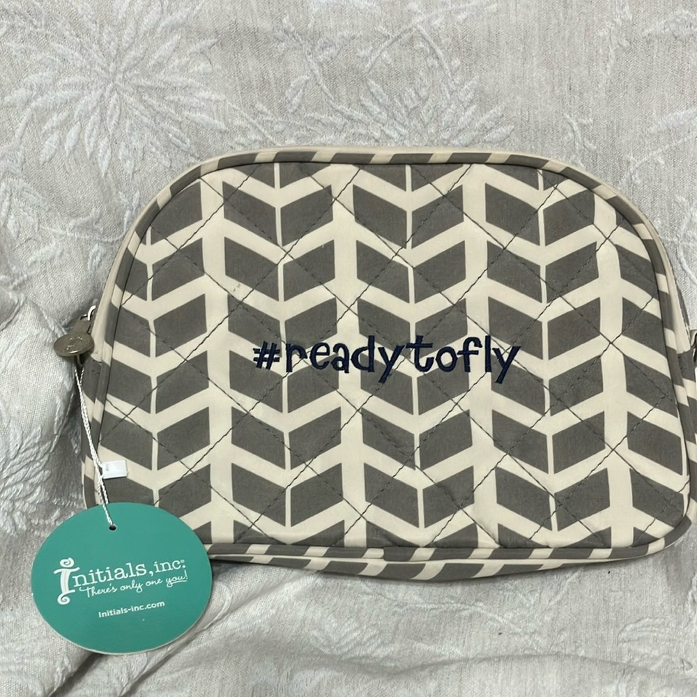 Gray and White Chevron Travel Pouch